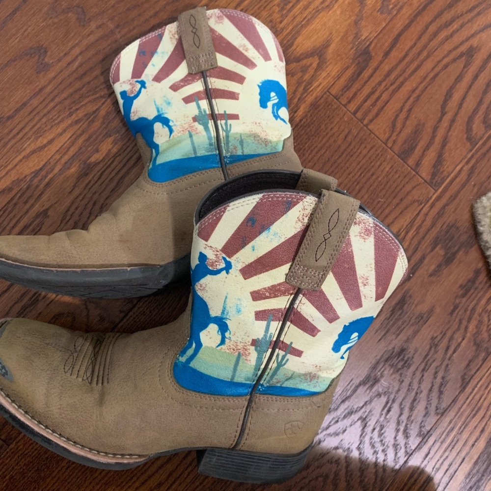 Kids Cowboy Boots with Blue and Brown Design